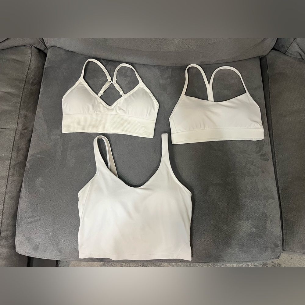 Lululemon White Bra Bundle Size 4 (Flow Y, Align Tank, Ebb to Street II)